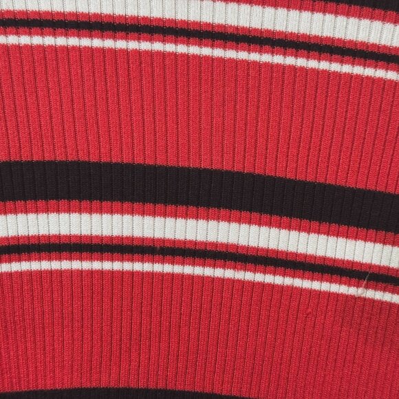 H&M DIVIDED Ribbed Sweater Knit Mock Turtleneck, Red, Striped Black and White, S - Picture 10 of 12